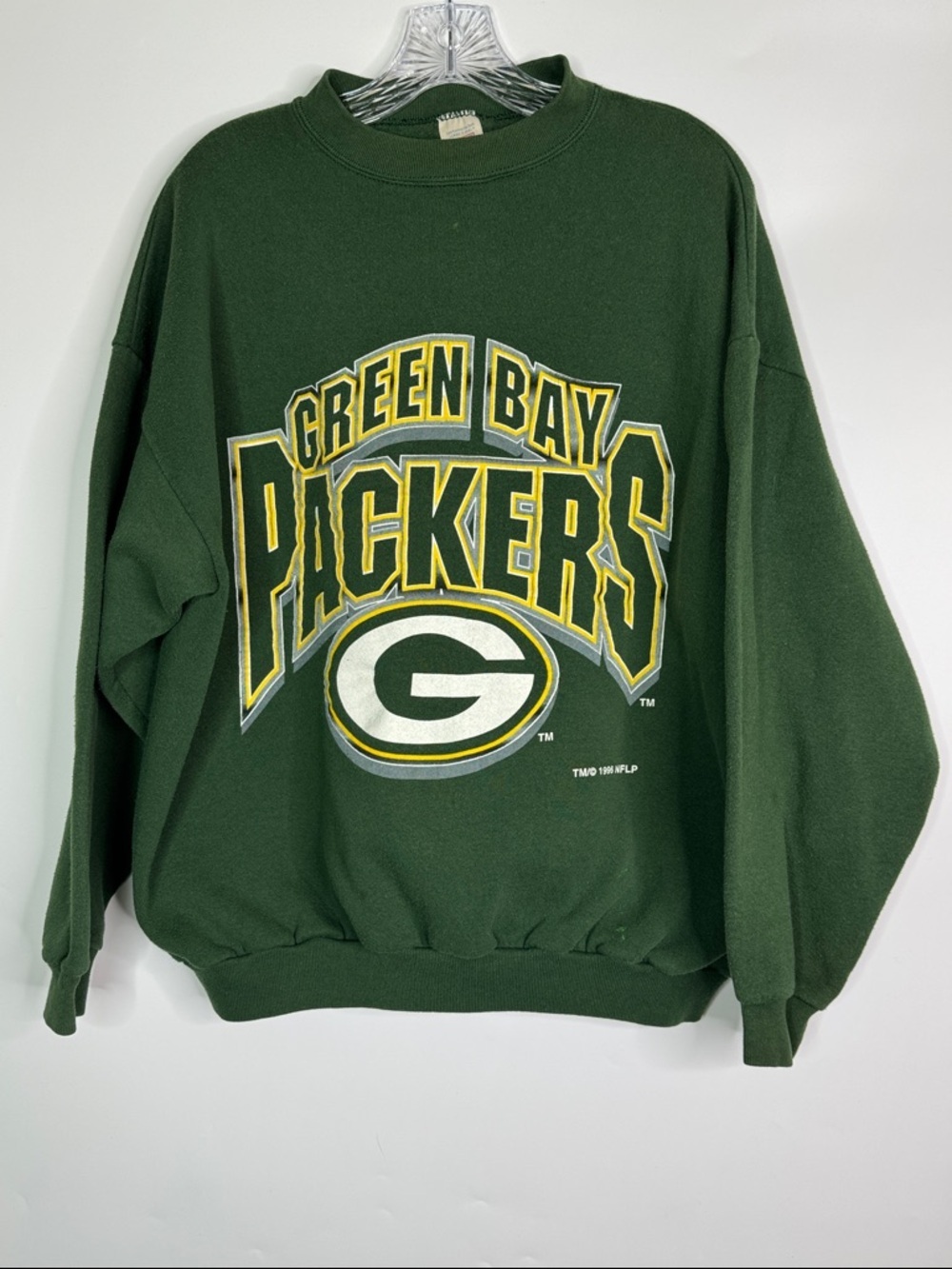 Vintage Logo 7 Green Bay Packers Green Crewneck Sweatshirt 1996 XL